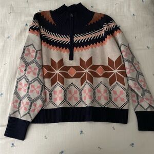 Maeve Navy and Pink Chevron Sweater